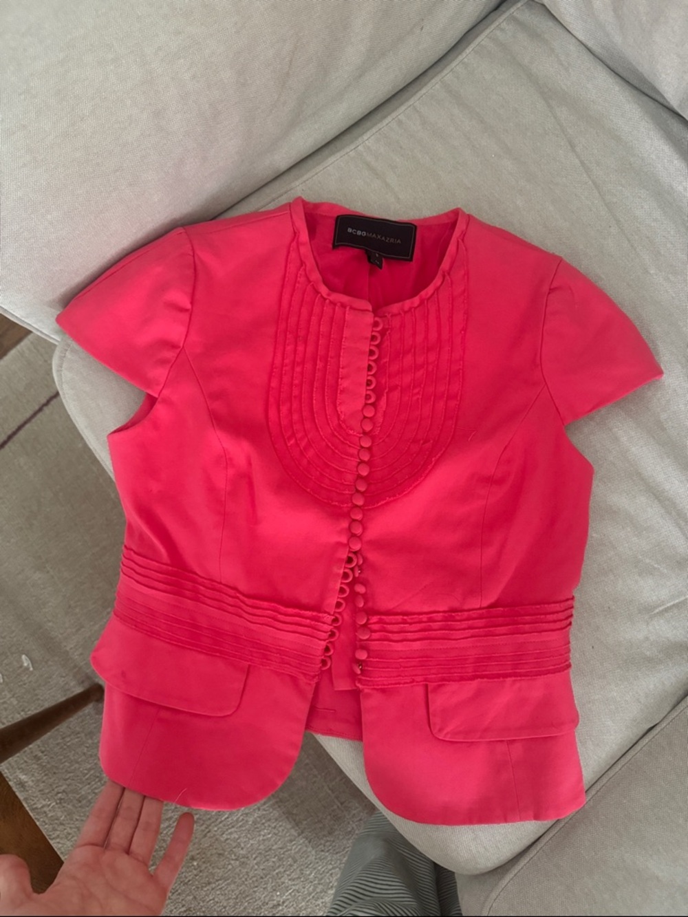 BCBG military style top